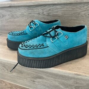 Blue Suede Platform Creeper Sneaker